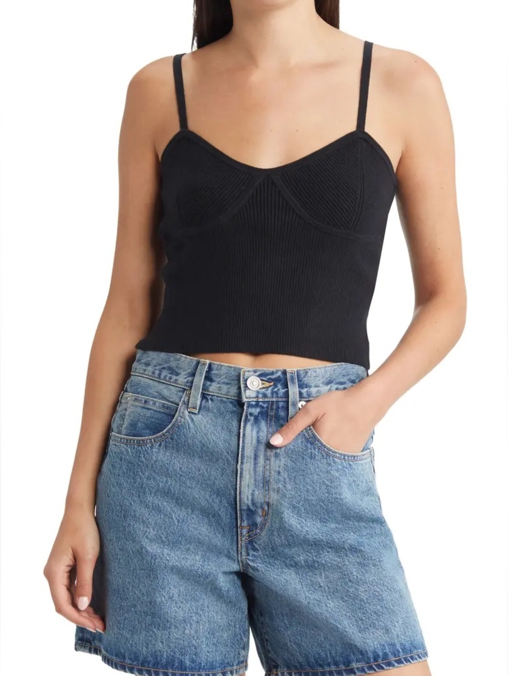 Black Madewell Reese Slim Corset Sweater Tank